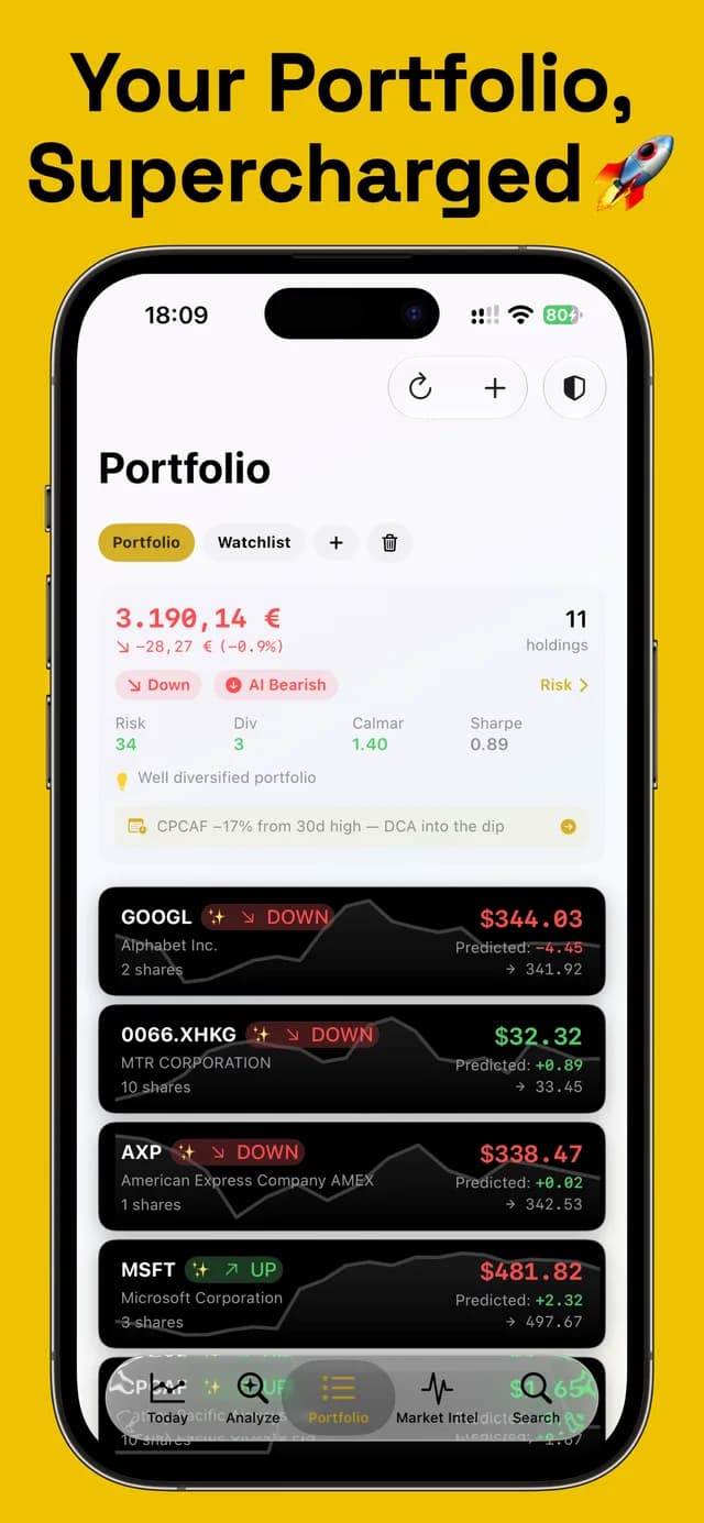 TradingGenie screenshot: iPhone — Portfolio